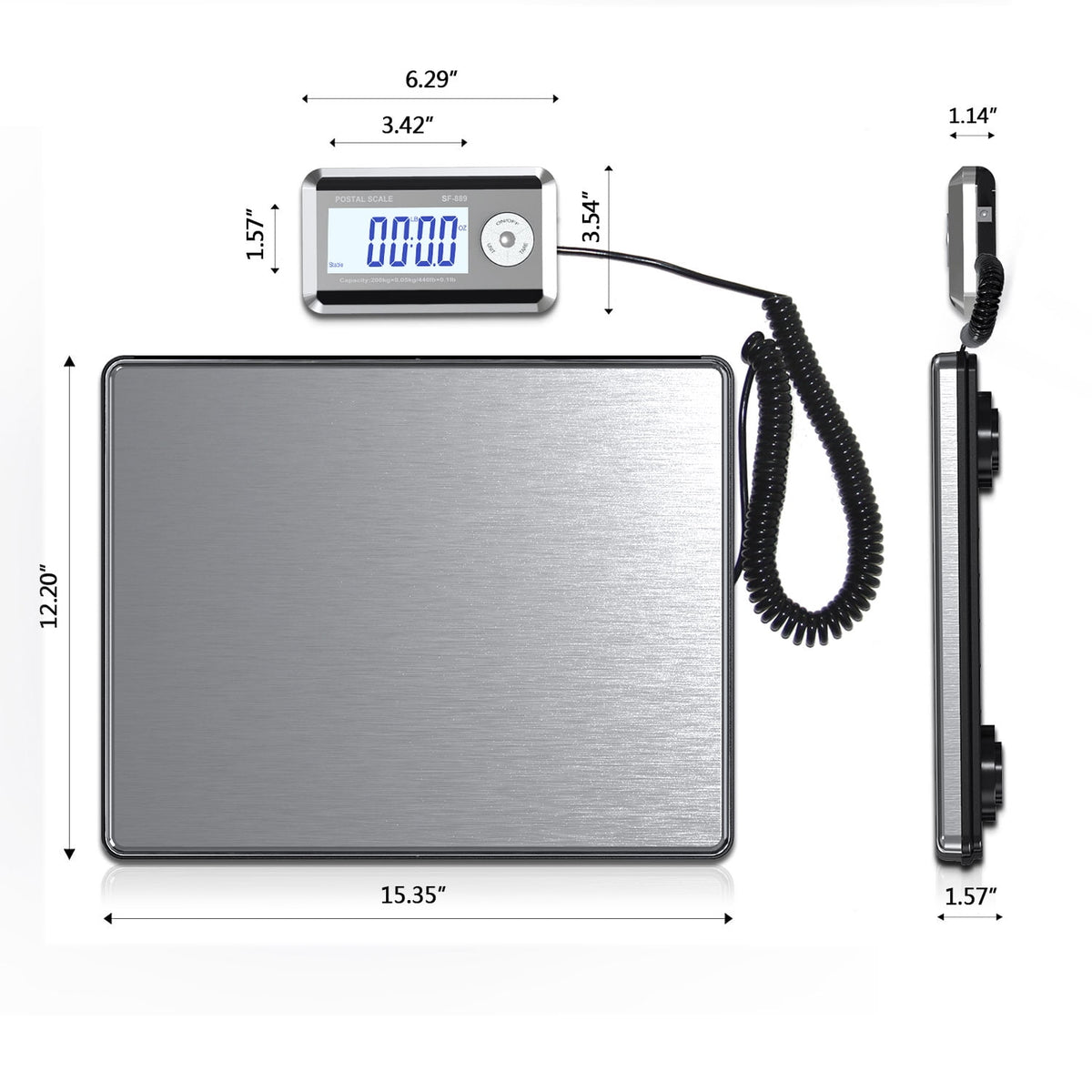 CCWeigh 440lbs Capacity Digital Compact Postal Scale With Dual Division Heavy Duty Shipping Parcel Platform Weighing Scale